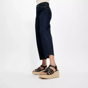 Sandali da pescatore espadrillas in pelle con zeppa