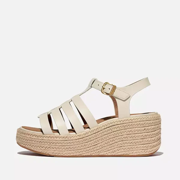 Sandali da pescatore espadrillas in pelle con zeppa - immagine 6