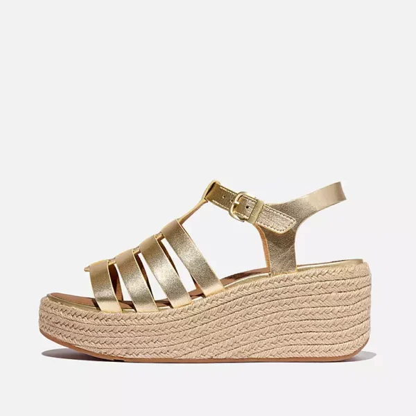 Sandali da pescatore espadrillas in pelle con zeppa - immagine 8