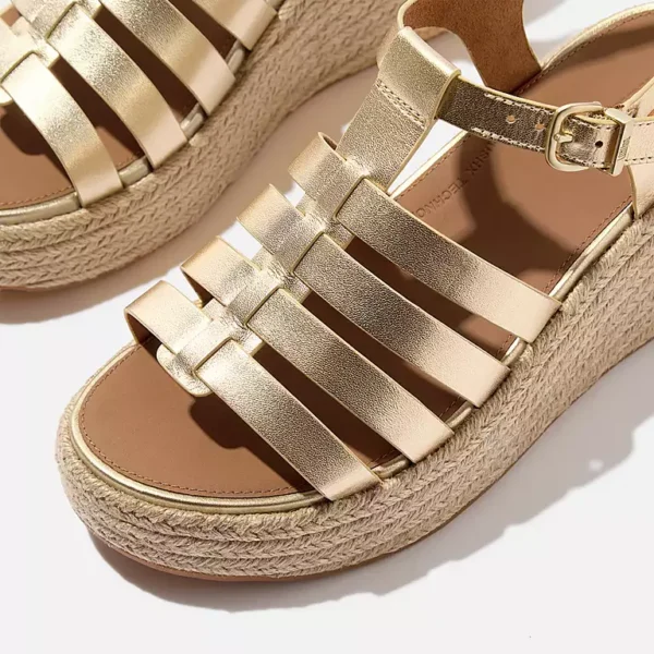 Sandali da pescatore espadrillas in pelle con zeppa - immagine 10